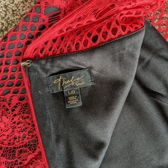 Women's Thalia Sodi red lace midi dress size large - Picture 3 of 5